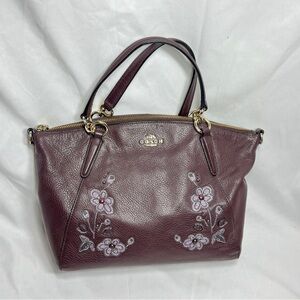 Coach Maroon Floral Satchel